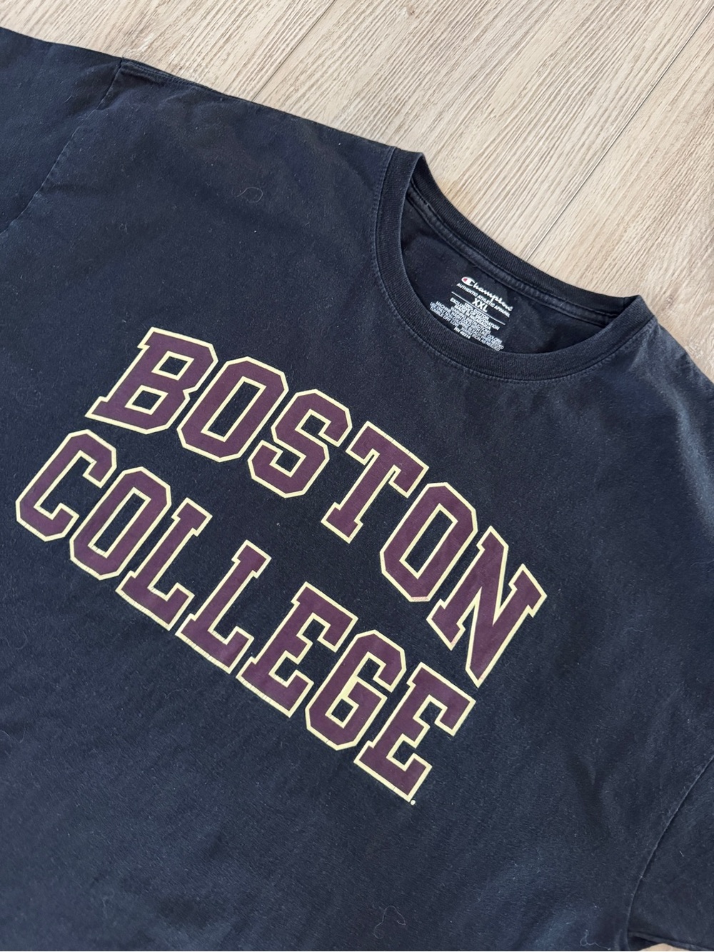 Champion Boston College Black Tee with Maroon and Gold Letters